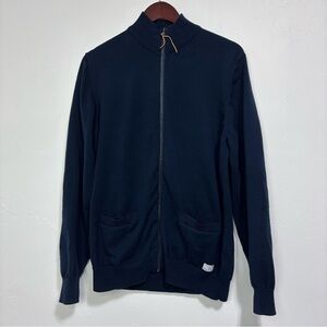 Five Four Mark McNairy Full Zip Cardigan Sweater Navy Men's Large Cotton Pocket
